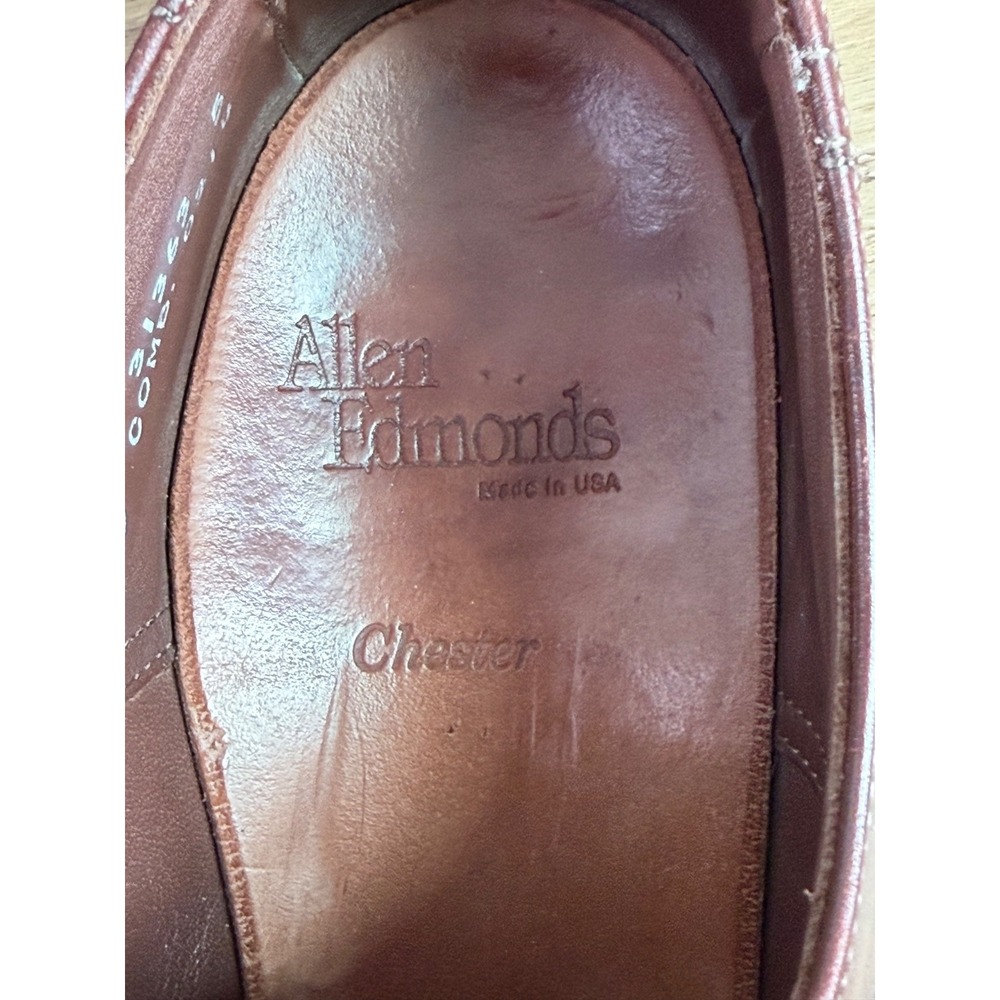 Allen Edmonds Chester Wingtip Oxford Dress Shoe Men 10.5 Burgundy Leather Brogue - Picture 2 of 7